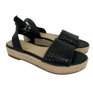 Vince Camuto Koyva Perforated Black Espadrille Sandals Size 9